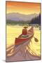 Canoe at Sunset-Lantern Press-Mounted Art Print