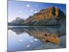 Canoe at the Lakeside, Bow Lake, Alberta, Canada-null-Mounted Photographic Print