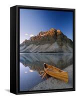 Canoe at the Lakeside, Bow Lake, Alberta, Canada-null-Framed Stretched Canvas