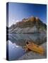 Canoe at the Lakeside, Bow Lake, Alberta, Canada-null-Stretched Canvas