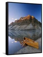 Canoe at the Lakeside, Bow Lake, Alberta, Canada-null-Framed Stretched Canvas