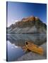 Canoe at the Lakeside, Bow Lake, Alberta, Canada-null-Stretched Canvas
