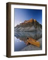 Canoe at the Lakeside, Bow Lake, Alberta, Canada-null-Framed Photographic Print