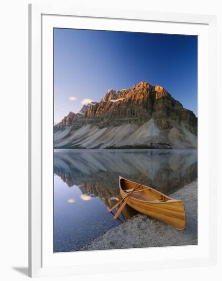 Canoe at the Lakeside, Bow Lake, Alberta, Canada-null-Framed Photographic Print