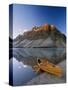 Canoe at the Lakeside, Bow Lake, Alberta, Canada-null-Stretched Canvas