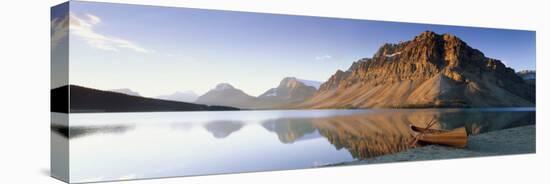 Canoe at the Lakeside, Bow Lake, Banff National Park, Alberta, Canada-null-Stretched Canvas