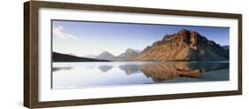 Canoe at the Lakeside, Bow Lake, Banff National Park, Alberta, Canada-null-Framed Photographic Print