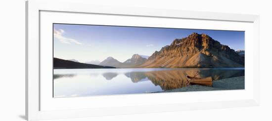 Canoe at the Lakeside, Bow Lake, Banff National Park, Alberta, Canada-null-Framed Photographic Print