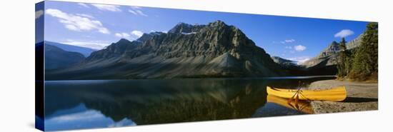 Canoe at the Lakeside, Bow Lake, Banff National Park, Alberta, Canada-null-Stretched Canvas