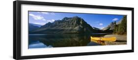 Canoe at the Lakeside, Bow Lake, Banff National Park, Alberta, Canada-null-Framed Premium Photographic Print