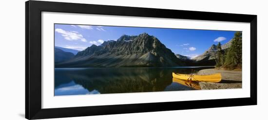 Canoe at the Lakeside, Bow Lake, Banff National Park, Alberta, Canada-null-Framed Photographic Print