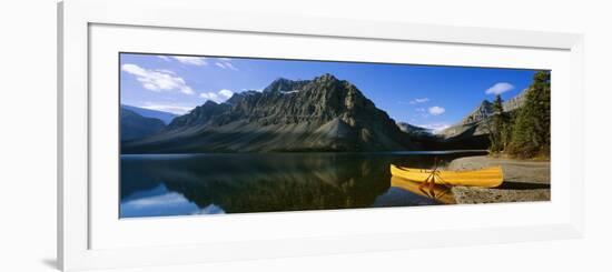 Canoe at the Lakeside, Bow Lake, Banff National Park, Alberta, Canada-null-Framed Photographic Print