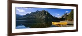 Canoe at the Lakeside, Bow Lake, Banff National Park, Alberta, Canada-null-Framed Photographic Print