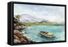 Canoe by the Rocks-Jacob Q-Framed Stretched Canvas