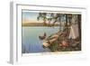 Canoe, Camping at Chippewa Lake, Michigan-null-Framed Art Print