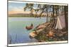 Canoe, Camping at Chippewa Lake, Michigan-null-Mounted Art Print