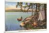 Canoe, Camping at Chippewa Lake, Michigan-null-Mounted Premium Giclee Print