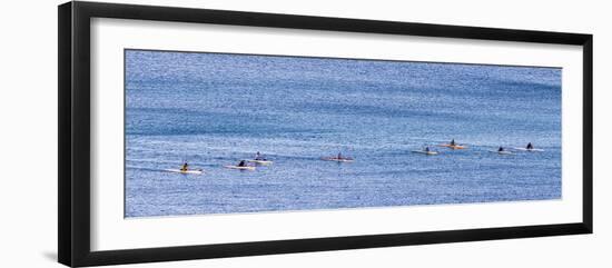 Canoe Club exercising. Waikiki, Oahu, Hawaii.-Tom Norring-Framed Photographic Print