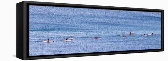 Canoe Club exercising. Waikiki, Oahu, Hawaii.-Tom Norring-Framed Stretched Canvas