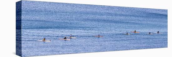 Canoe Club exercising. Waikiki, Oahu, Hawaii.-Tom Norring-Stretched Canvas