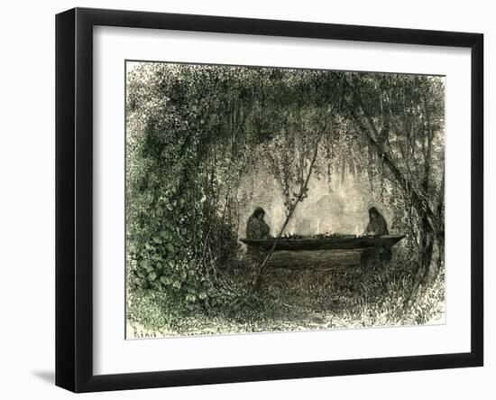 Canoe Fabrication 1869, Peru-null-Framed Giclee Print