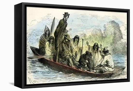 Canoe Fight 1869 Peru-null-Framed Stretched Canvas