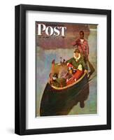 "Canoe Fishing Trip," Saturday Evening Post Cover, July 12, 1947-Mead Schaeffer-Framed Premium Giclee Print