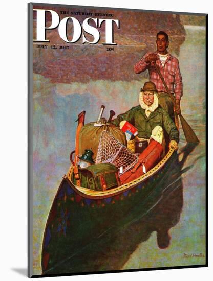 "Canoe Fishing Trip," Saturday Evening Post Cover, July 12, 1947-Mead Schaeffer-Mounted Premium Giclee Print