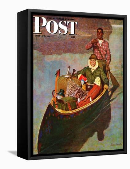 "Canoe Fishing Trip," Saturday Evening Post Cover, July 12, 1947-Mead Schaeffer-Framed Stretched Canvas