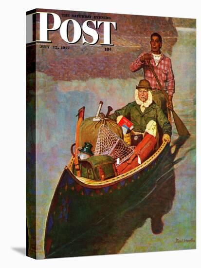"Canoe Fishing Trip," Saturday Evening Post Cover, July 12, 1947-Mead Schaeffer-Stretched Canvas