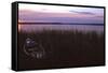 Canoe in Grass by Lake at Sunrise-null-Framed Stretched Canvas