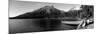 Canoe in Lake in Front of Mountains, Leigh Lake, Rockchuck Peak, Teton Range-null-Mounted Photographic Print