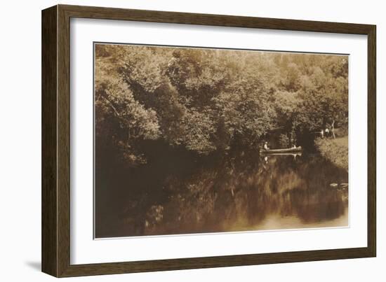 Canoe in Shady Creek-null-Framed Art Print