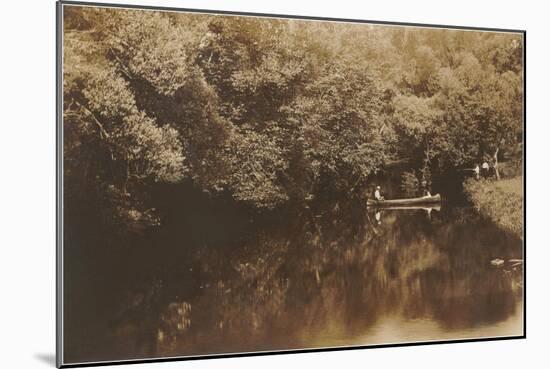 Canoe in Shady Creek-null-Mounted Art Print