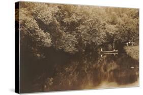 Canoe in Shady Creek-null-Stretched Canvas