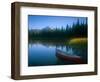 Canoe in Sparks Lake, Broken Top Mountain in Background, Cascade Mountains, Oregon, USA-Janis Miglavs-Framed Photographic Print