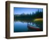 Canoe in Sparks Lake, Broken Top Mountain in Background, Cascade Mountains, Oregon, USA-Janis Miglavs-Framed Photographic Print