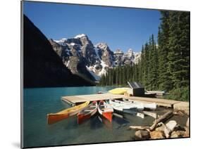 Canoe Moored at Dock on Moraine Lake, Banff NP, Alberta, Canada-Adam Jones-Mounted Premium Photographic Print