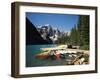 Canoe Moored at Dock on Moraine Lake, Banff NP, Alberta, Canada-Adam Jones-Framed Photographic Print