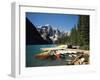 Canoe Moored at Dock on Moraine Lake, Banff NP, Alberta, Canada-Adam Jones-Framed Photographic Print