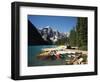 Canoe Moored at Dock on Moraine Lake, Banff NP, Alberta, Canada-Adam Jones-Framed Photographic Print