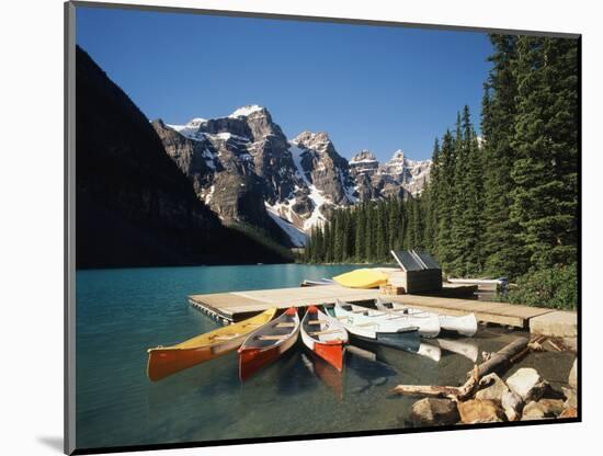 Canoe Moored at Dock on Moraine Lake, Banff NP, Alberta, Canada-Adam Jones-Mounted Photographic Print