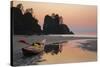 Canoe on a Beach at Sunset, Washington, USA-Gary Luhm-Stretched Canvas