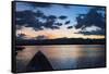 Canoe on Inle Lake at Sunset, Shan State, Myanmar-Keren Su-Framed Stretched Canvas