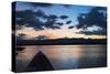Canoe on Inle Lake at Sunset, Shan State, Myanmar-Keren Su-Stretched Canvas