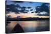 Canoe on Inle Lake at Sunset, Shan State, Myanmar-Keren Su-Stretched Canvas