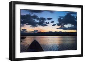 Canoe on Inle Lake at Sunset, Shan State, Myanmar-Keren Su-Framed Photographic Print