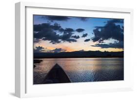 Canoe on Inle Lake at Sunset, Shan State, Myanmar-Keren Su-Framed Photographic Print