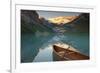 Canoe on Lake Louise at Sunrise-Miles Ertman-Framed Photographic Print