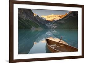 Canoe on Lake Louise at Sunrise-Miles Ertman-Framed Photographic Print